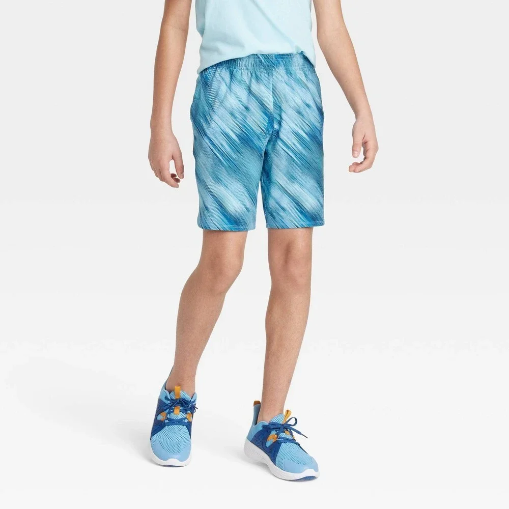 Boys' Woven Drawstring UV Protection Shorts - All in Motion Blue Size Small 6/7